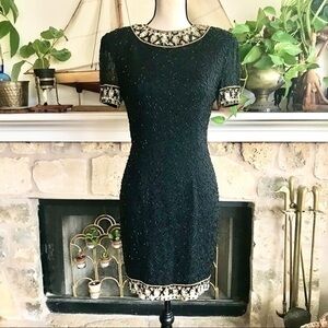 Vtg 80s structured beaded embellished silk…